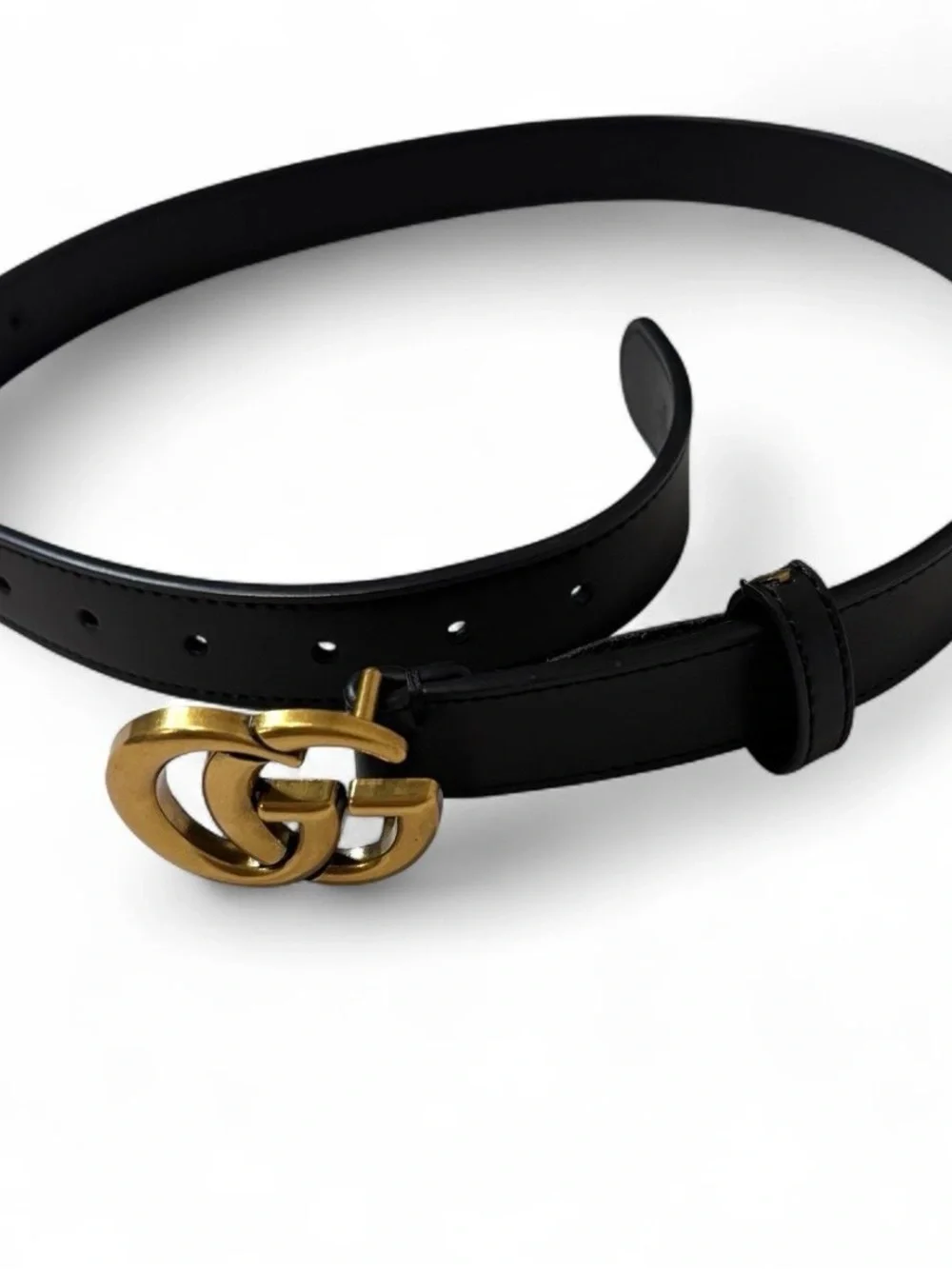 Gucci GG Marmont Black Leather Belt Buckle Sz 95/38 Made In Italy